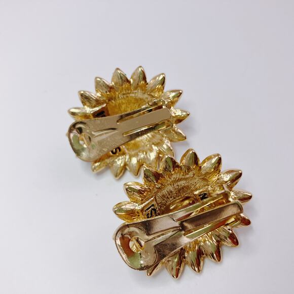 Vintage Arnold Scaasi Moghul Jewels Clip-On Earrings Signed Floral Red Cabochon - Picture 9 of 11